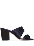 Rosie Assoulin Navy Blue Buckled 85 Pleated Mules