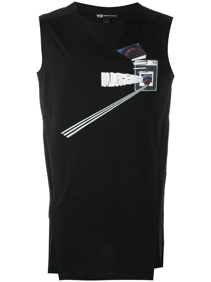 Y-3 Printed Tank Top, Men's, Size: Xs, Black, Cotton