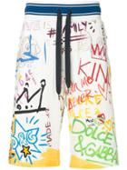 Dolce & Gabbana Dubai Graffiti Printed Swim Shorts - White