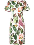 Oscar De La Renta Tropical Print Dress - Multicolour