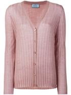 Prada Cashmere Ribbed Cardigans - Pink & Purple