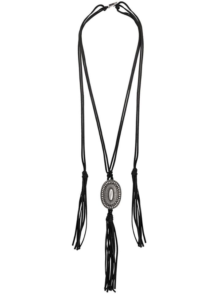 Saint Laurent Western Buckle Necklace - Black