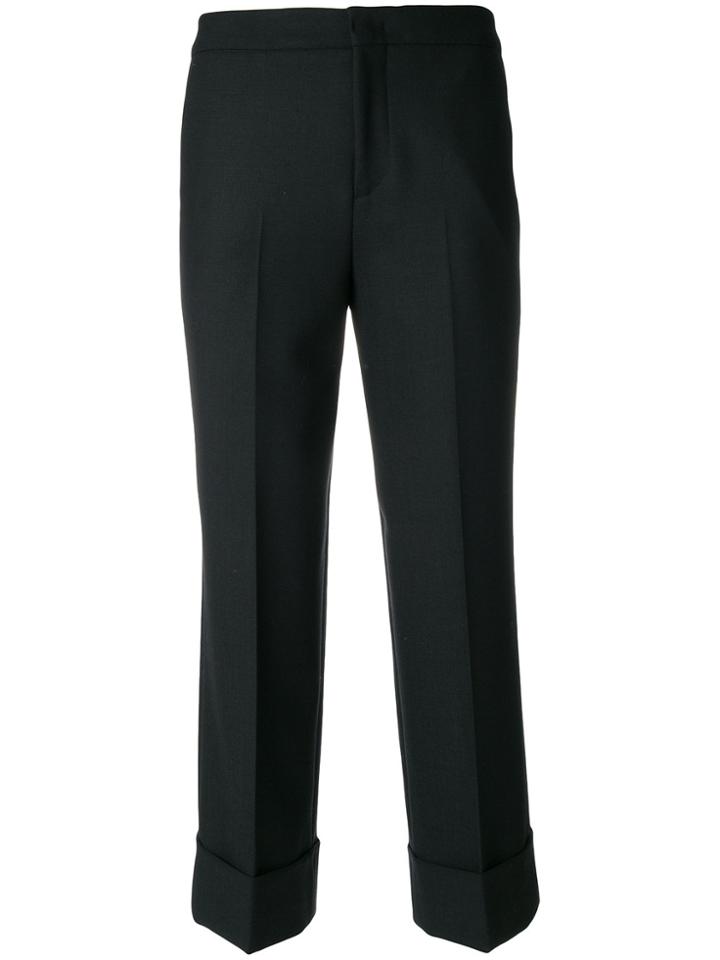 Pt01 Cropped Turn Up Trousers - Black