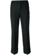 Pt01 Cropped Turn Up Trousers - Black