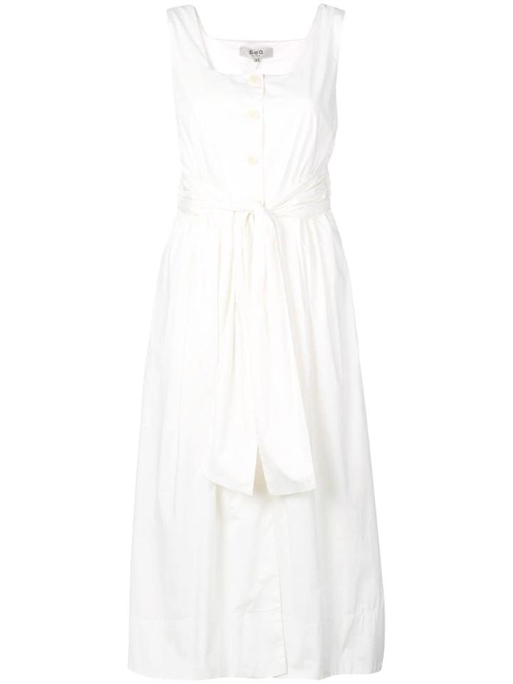 Sea Belted Waist Dress - White