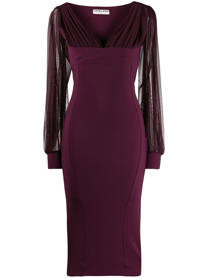 Le Petite Robe Di Chiara Boni Perlita Sheer Sleeved Dress - Purple