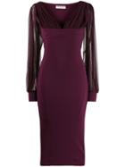 Le Petite Robe Di Chiara Boni Perlita Sheer Sleeved Dress - Purple