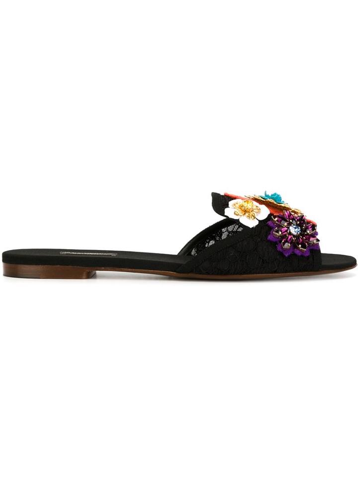 Dolce & Gabbana Embellished Lace Sliders