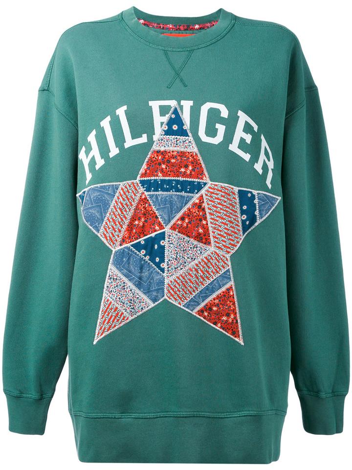 Hilfiger Collection - Printed Sweatshirt - Women - Cotton/polyester - S, Green, Cotton/polyester