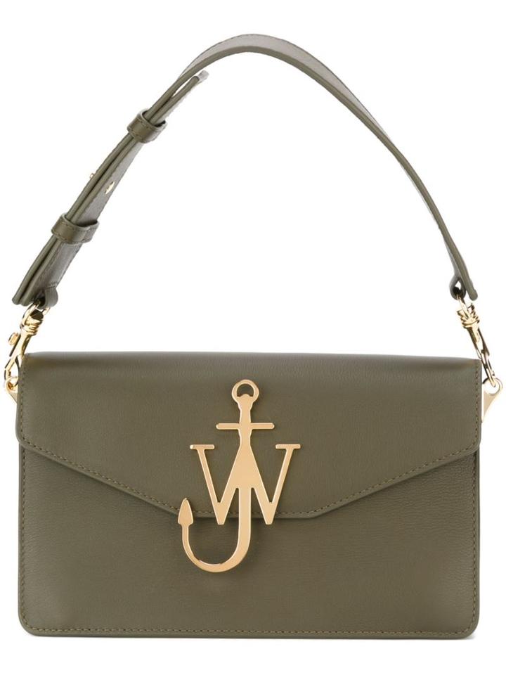 J.w. Anderson Logo Plaque Shoulder Bag, Women's, Green, Goat Skin