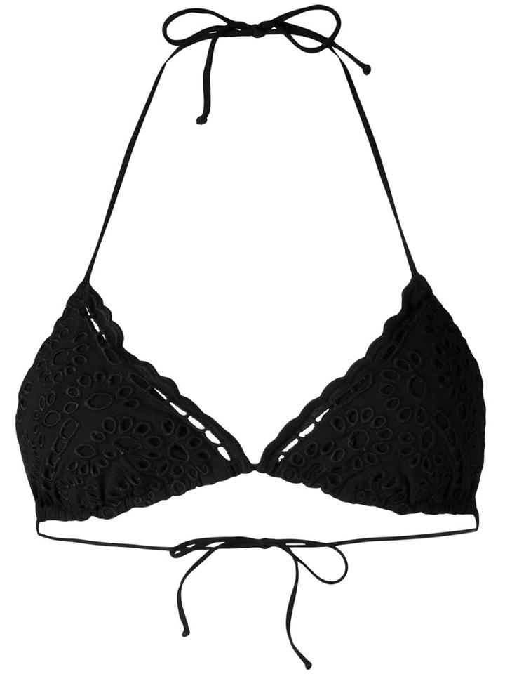 Ermanno Scervino - Lace Triangle Bikini Top - Women - Polyamide/spandex/elastane - I, Black, Polyamide/spandex/elastane