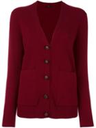 Joseph V-neck Button Down Cardigan, Women's, Size: Xl, Red, Wool