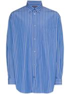Balenciaga Logo Stripe Shirt - Blue