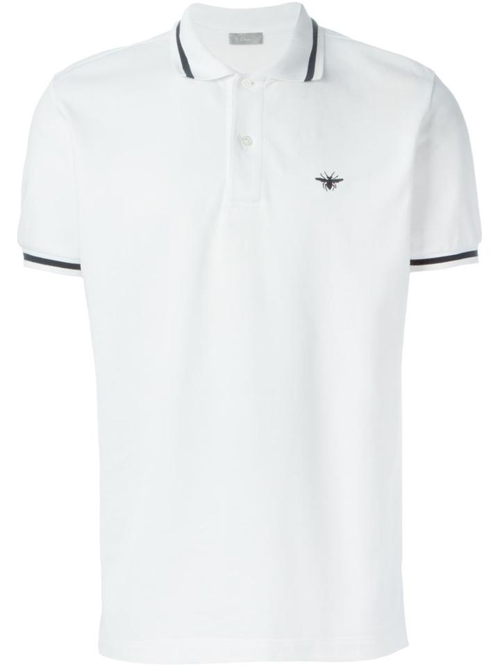 Dior Homme Contrast Trim Polo Shirt, Men's, Size: Small, White, Cotton
