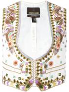 Roberto Cavalli Embroidered Waistcoat, Women's, Size: 42, White, Cotton/linen/flax/nylon