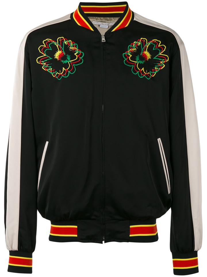 Stella Mccartney Embroidered Bomber Jacket, Men's, Size: 48, Black, Viscose/polyamide/spandex/elastane