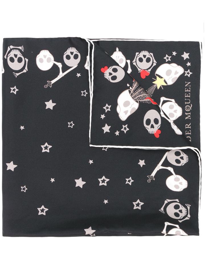Alexander Mcqueen Party Skull Scarf - Black