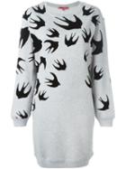 Mcq Alexander Mcqueen 'swallow' Sweatshirt Dress, Women's, Size: Small, Grey, Cotton/polyester