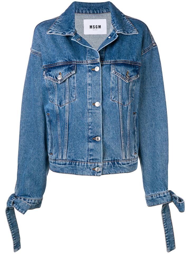 Msgm Tie Cuff Denim Jacket - Blue