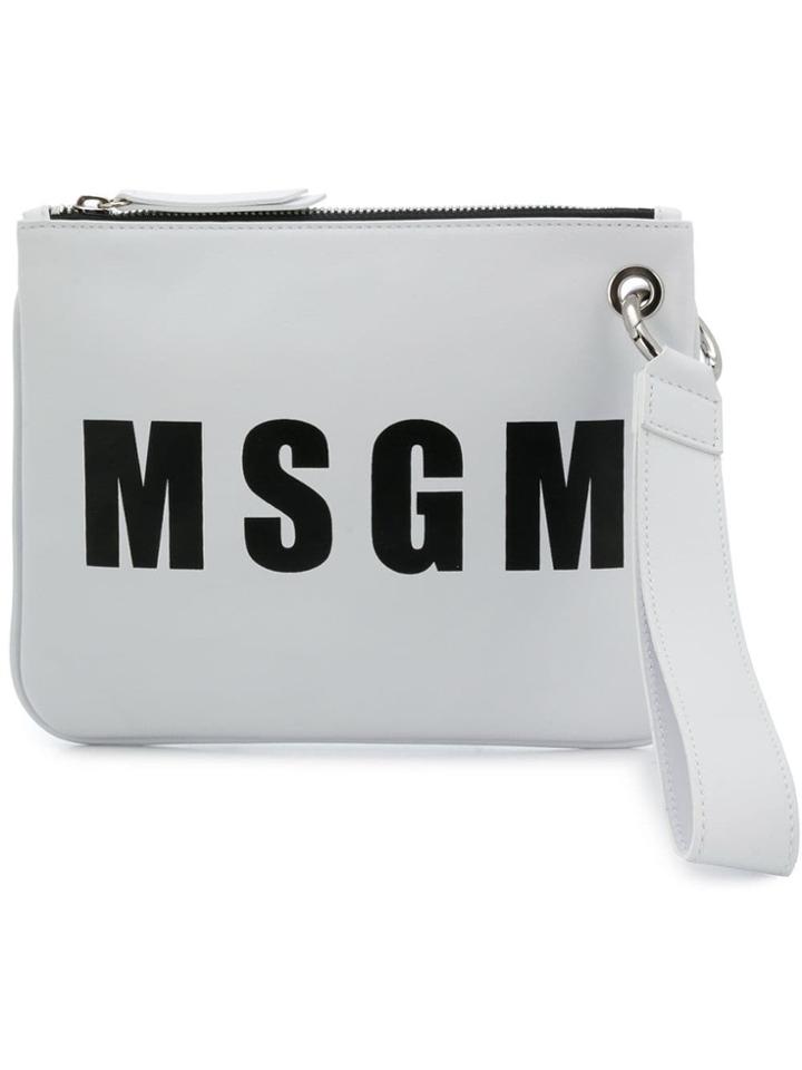 Msgm Logo Clutch - White