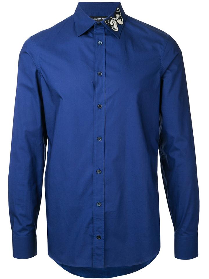Alexander Mcqueen - Moth Collar Shirt - Men - Cotton - 15, Blue, Cotton