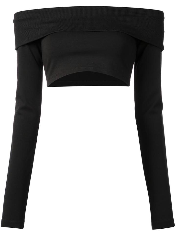 Puma Fenty Puma X Rihanna Cold Shoulder Crop Top, Women's, Size: Medium, Black, Spandex/elastane/modal