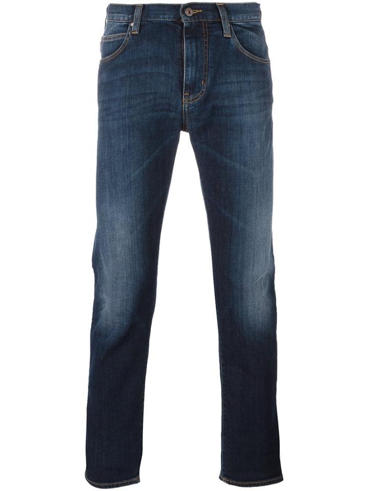 Armani Jeans Stonewash Slim Fit Jeans, Men's, Size: 31, Blue, Cotton/spandex/elastane