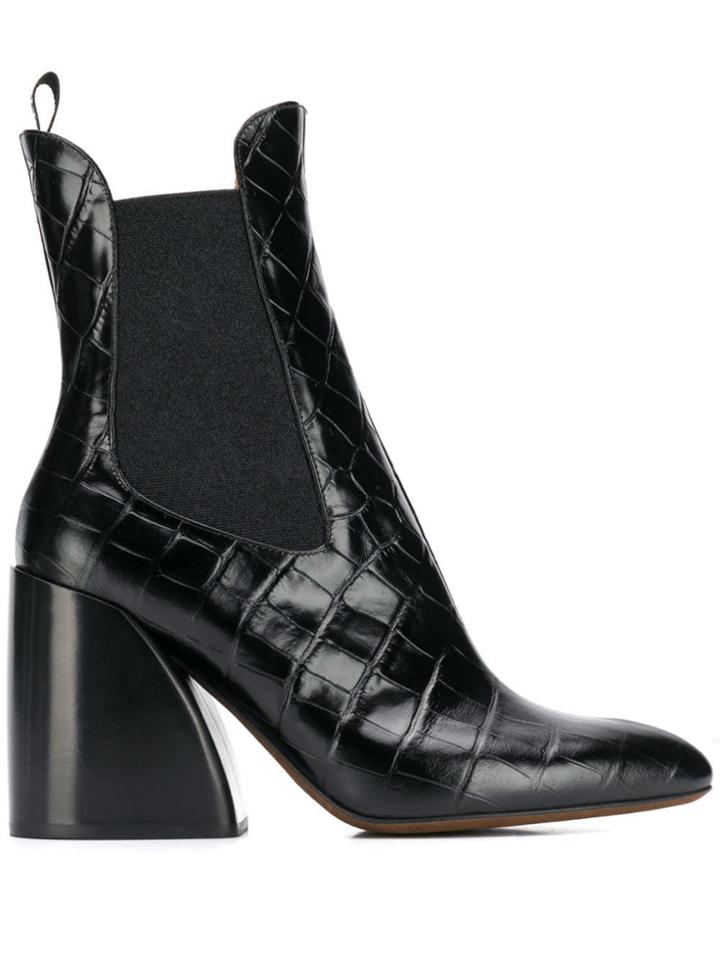 Chloé Textured Ankle Boots - Black