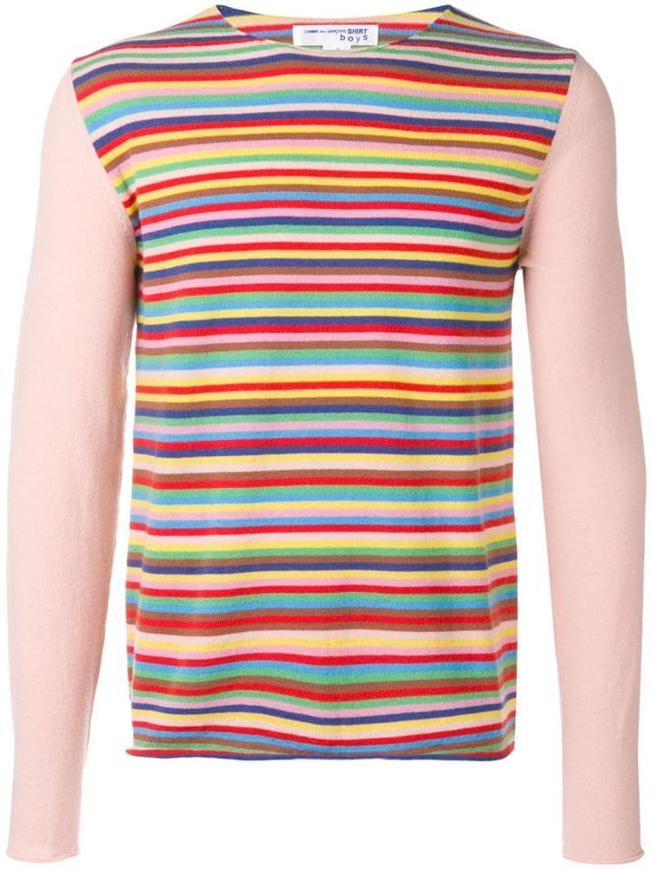 Comme Des Garçons Shirt Boys Striped Jumper - Pink