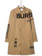 Burberry Kids Horseferry Print Gabardine Coat - Brown