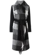 Twin-set Plaid Fringed Coat, Women's, Size: Medium, Black, Acrylic/polyamide/polyester/alpaca