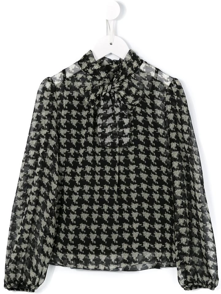 Dolce & Gabbana Kids Houndstooth Check Blouse, Girl's, Size: 10 Yrs, Black