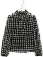 Dolce & Gabbana Kids Houndstooth Check Blouse, Girl's, Size: 10 Yrs, Black