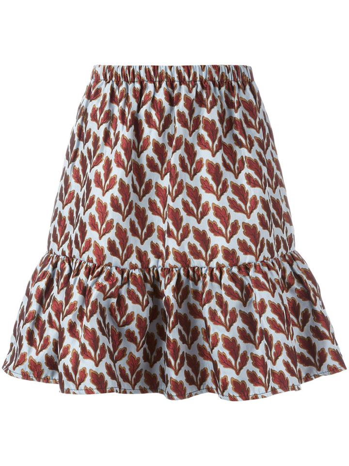 Philosophy Di Lorenzo Serafini Leaf Jacquard Skirt, Women's, Size: 42, Red, Polyester