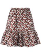 Philosophy Di Lorenzo Serafini Leaf Jacquard Skirt, Women's, Size: 42, Red, Polyester