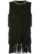 Alessandra Chamonix Fringed Tank Top, Women's, Size: 44, Black, Leather/suede/metallic Fibre/metal