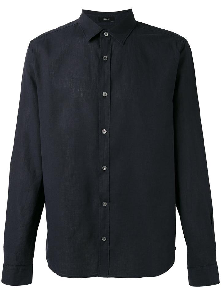 Closed Plain Shirt, Men's, Size: Small, Blue, Linen/flax/cotton