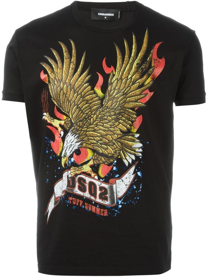 Dsquared2 Eagle Print T-shirt, Men's, Size: Small, Black, Cotton