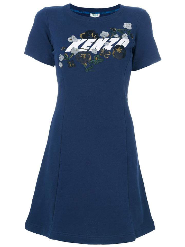 Kenzo Floral Leaf Dress - Blue