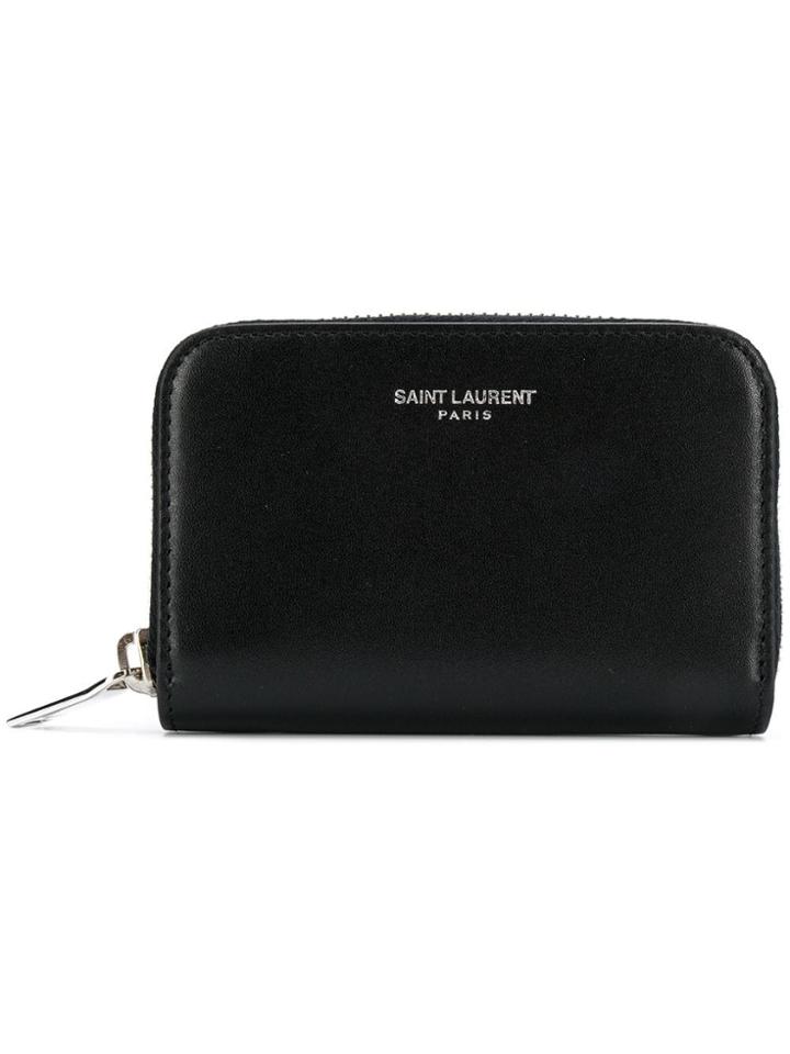 Saint Laurent Logo Zip-around Wallet - Black