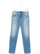 Armani Junior - Embroidered Detail Jeans - Kids - Cotton/polyester/spandex/elastane - 12 Yrs, Blue