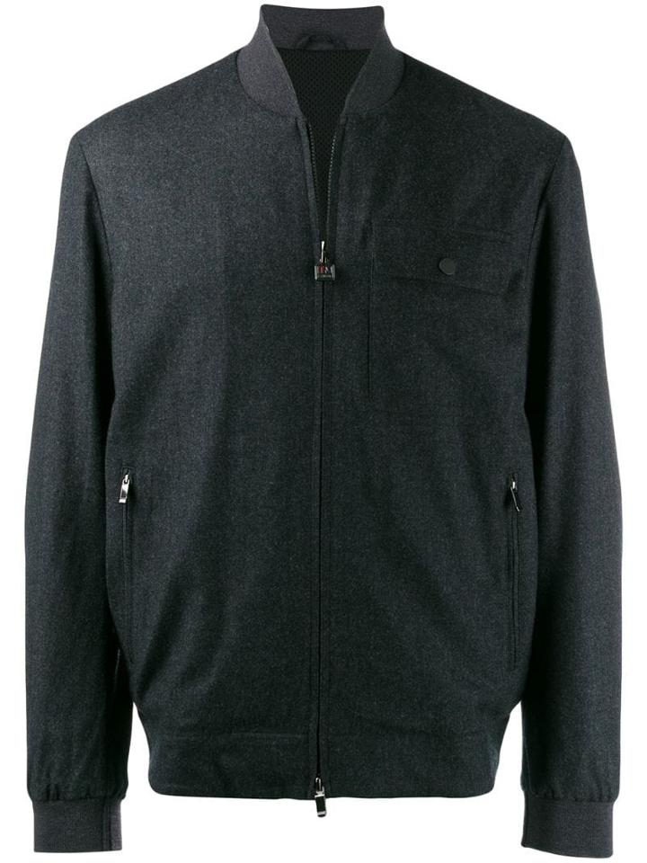 Z Zegna Chest Pocket Bomber Jacket - Grey