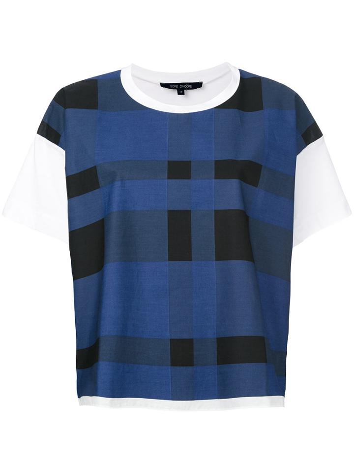 Sofie D'hoore - Check Print T-shirt - Women - Cotton - 40, Blue, Cotton