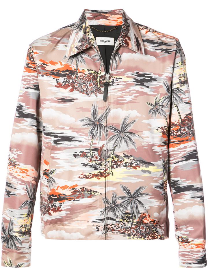 Coach Hawaiian Print Skater Jacket - Nude & Neutrals