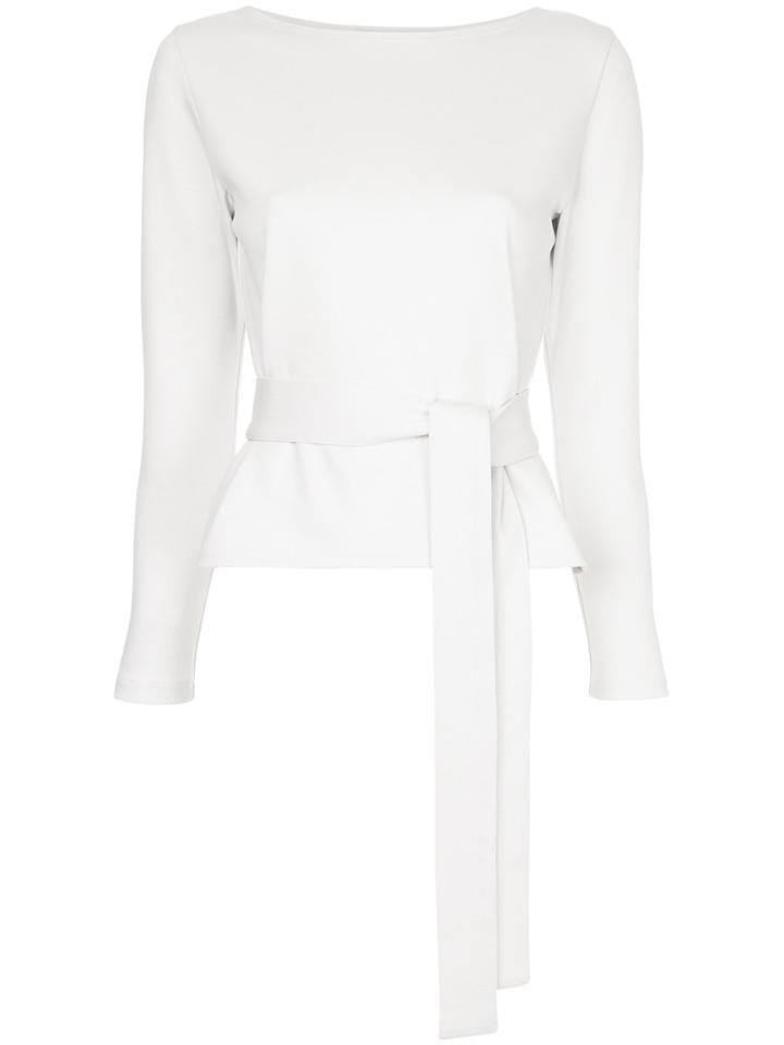Estnation Belted Fitted Top - White