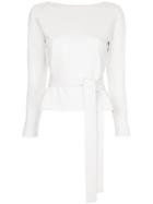 Estnation Belted Fitted Top - White