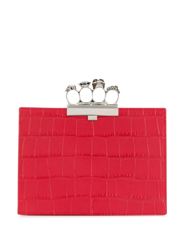 Alexander Mcqueen Four-ring Clutch Bag - Red