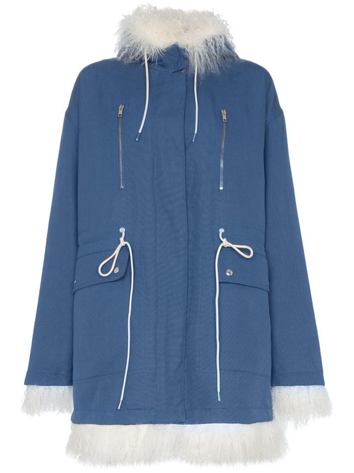 Calvin Klein 205w39nyc Shearling-lined Cotton Coat - Blue