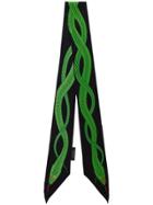 Rockins Green Super Skinny Snake Print Scarf - Black