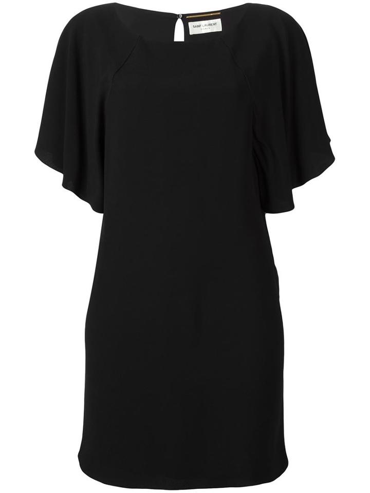 Saint Laurent Draped Sleeves Dress, Women's, Size: 38, Black, Viscose/silk